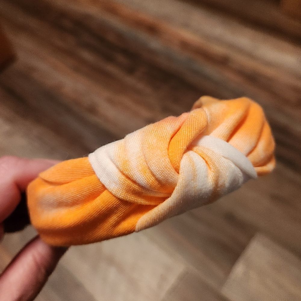 Groovy Pink and Orange Tie Dye Top Knot Headband